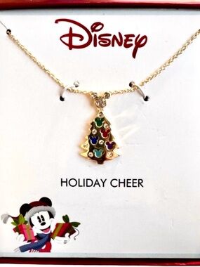 Disney Christmas Tree Pendant Necklace with Multicolored Enamel Ornaments